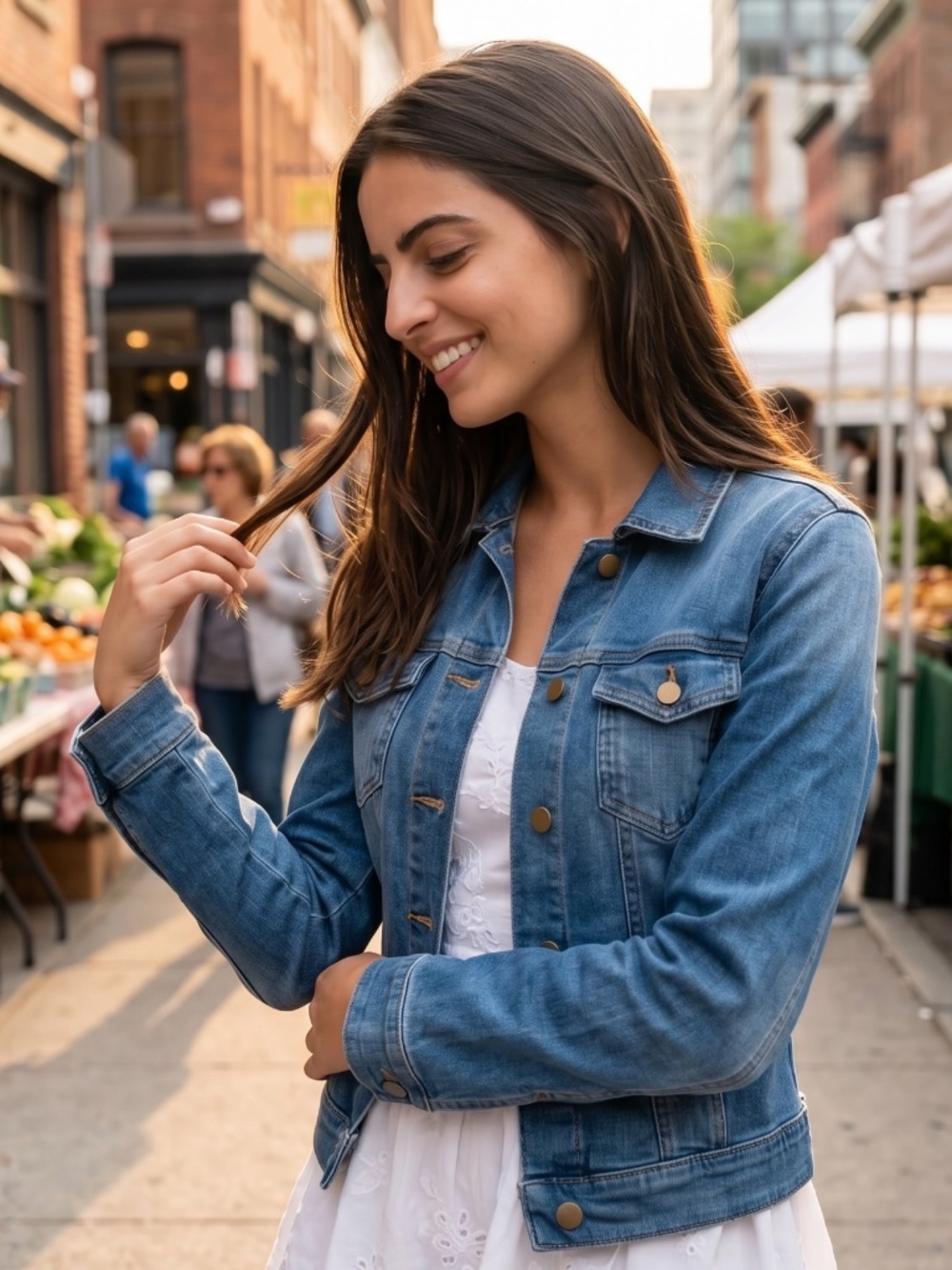 Free People fitted denim jean jacket size s